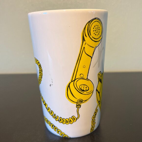 STARBUCKS Hello! Retro Rotary Dial Up Yellow Phone w/ Curly Cord Tall Mug 2015 - Picture 3 of 11